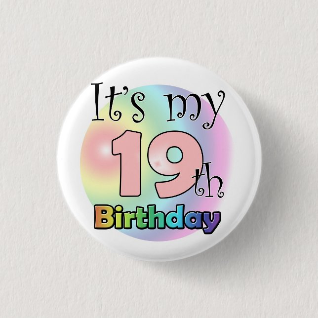 It's my 19th Birthday (roze) Button (Vorderseite)