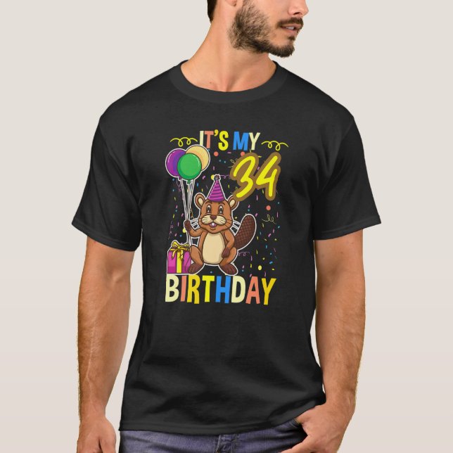 Its My 34th Birthday Beaver T-Shirt (Vorderseite)