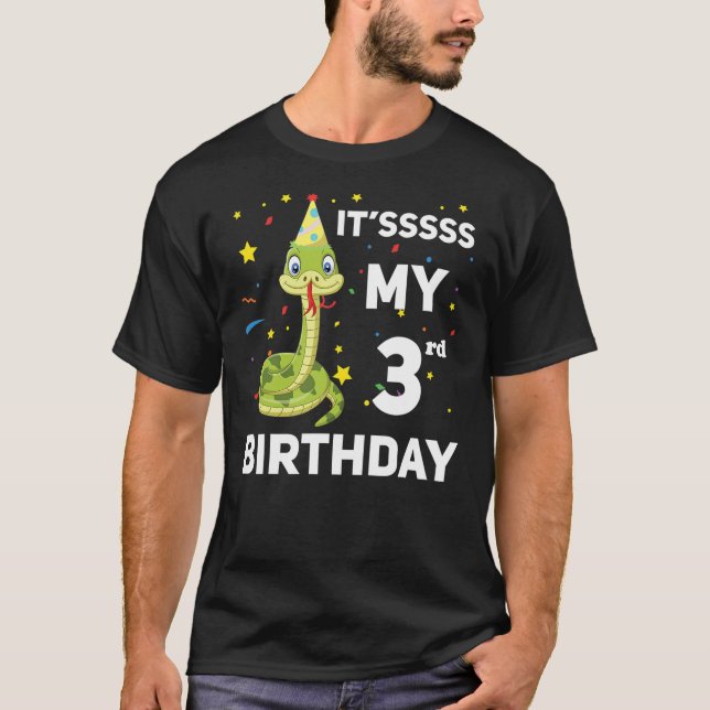 It's My 3rd Birthday Snake Theme Birthday Party T-Shirt (Vorderseite)