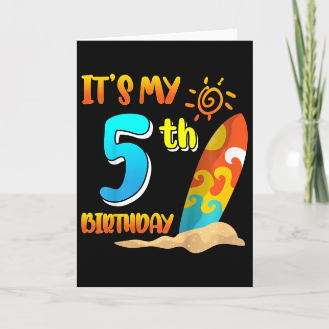 It's My 5th Birthday Surfing Beach Pool Party 5 Ye Karte (Vorderseite)