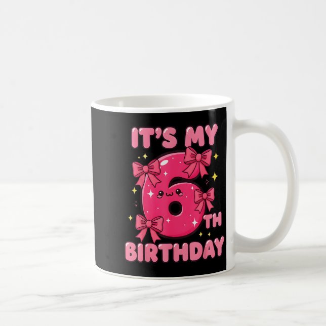 It's My 6th Birthday Coquette Bow Girl Cute 6 Year Kaffeetasse (Rechts)
