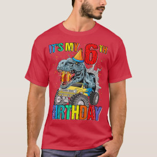 It's My 6th Birthday Monster Truck Dinosaur Boys A T-Shirt
