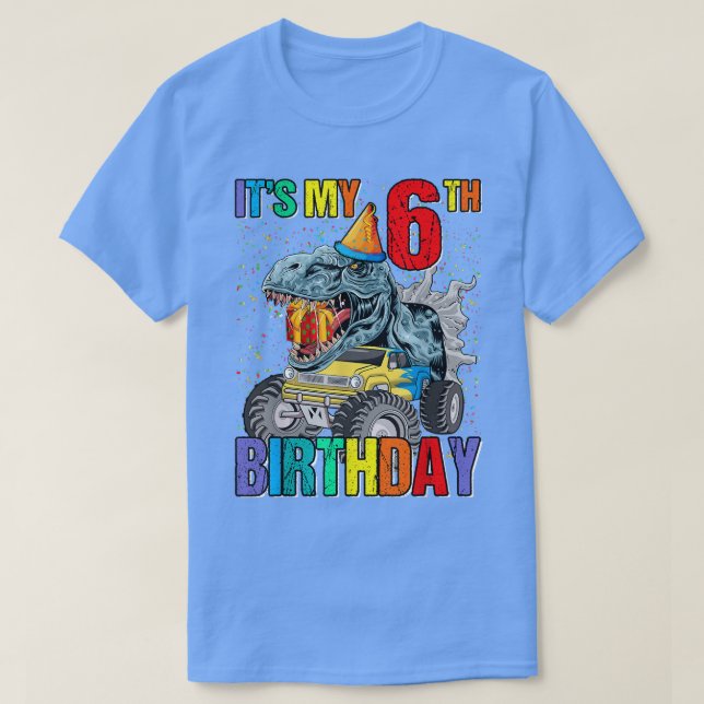 It's My 6th Birthday Monster Truck Dinosaur Boys A T-Shirt (Design vorne)