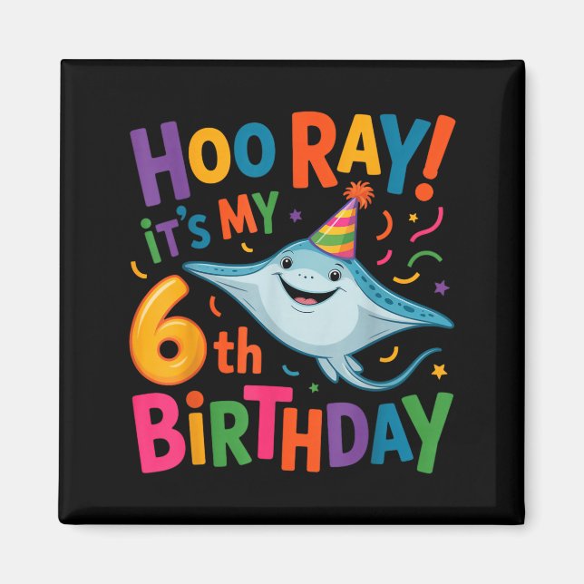 It's My 6th Birthday Party 6 Years Old Birthday St Magnet (Vorne)