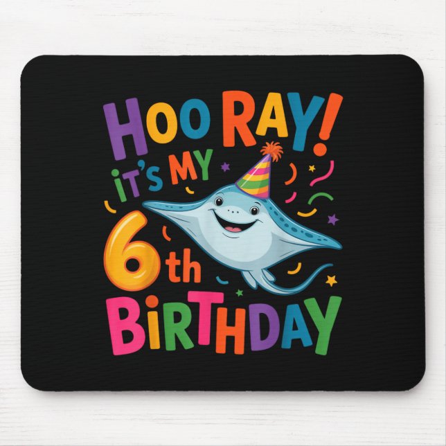 It's My 6th Birthday Party 6 Years Old Birthday St Mousepad (Vorne)