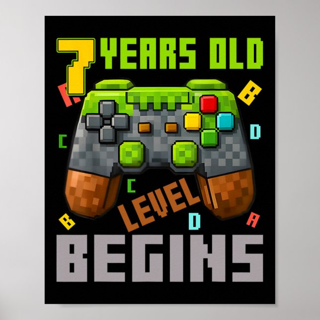 It's My 7th Birthday Pixel Gaming Controller 7 Yea Poster (Vorne)