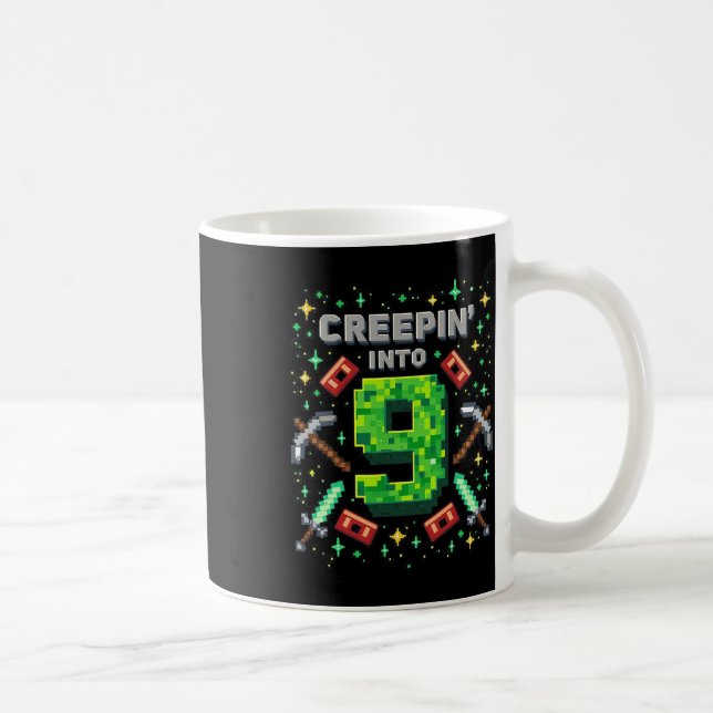 It's My 9th Birthday Boy Gamer Creepin’ Into 9 Gam Kaffeetasse (Rechts)