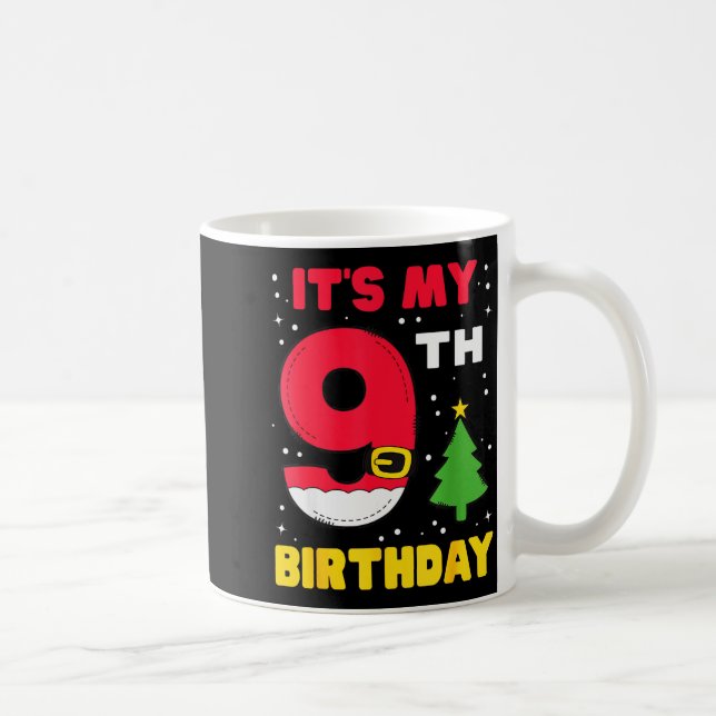 It's My 9th Birthday Christmas 9 Years Old Santa B Kaffeetasse (Rechts)