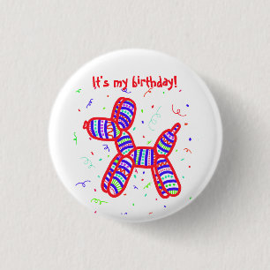 "It's My Birthday" Ballon Dog Party Button