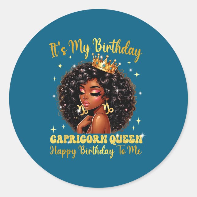 It's My Birthday Capricorn Queen Women Girl Zodiac Runder Aufkleber (Vorderseite)
