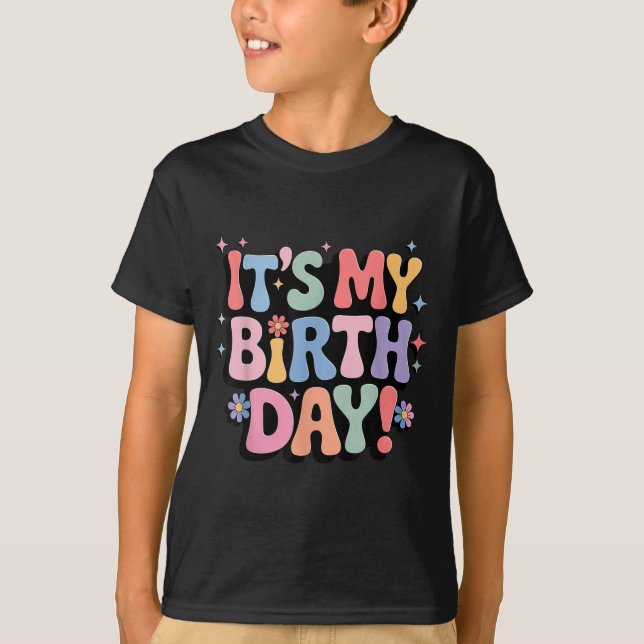 Its My Birthday Retro Pastel Flowers Celebration B T-Shirt (Vorderseite)