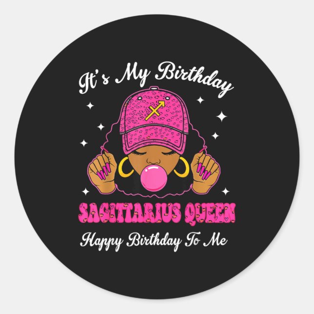 It's My Birthday Sagittarius Queen Happy Birthday  Runder Aufkleber (Vorderseite)