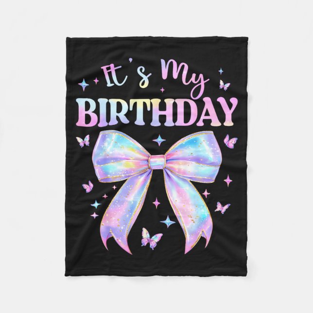 It's My Birthday Tie Dye Coquette Bow Butterfly Bi Fleecedecke (Vorderseite)