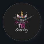 Its My Daughters 7th Birthay Girl Gift Unicorn Bir Große Wanduhr<br><div class="desc">Its My Daughters 7th Birthay Girl Gift Unicorn Birthday T-Shirt</div>