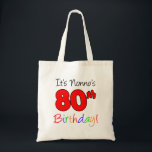 It's Nonno's 80th Birthday Fun and Colorful Tote Tragetasche<br><div class="desc">It's Nonno's 80th Birthday Fun and Colorful Tote Bag. Great for an Italian grandfather's 80th birthday party. An Italian grandpa can use it as a bag and it can hold other ohrfeigen.</div>