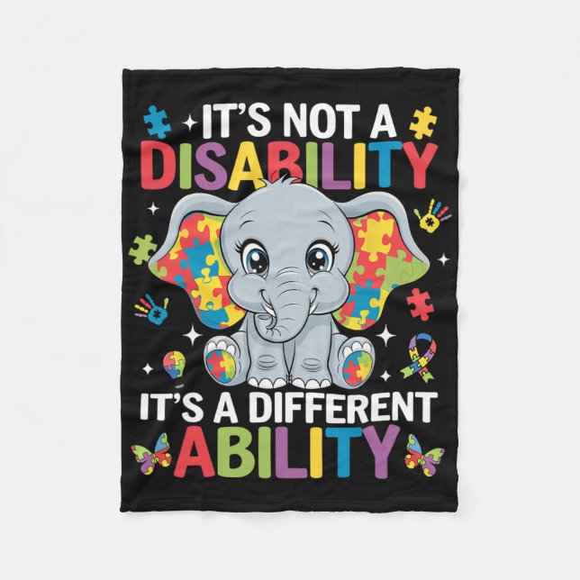 It's Not A Disability It's A Different Ability Aut Fleecedecke (Vorderseite)