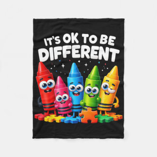 It's Ok To Be Different Autism Awareness Crayon In Fleecedecke