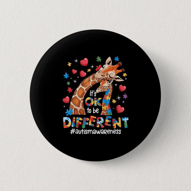 It's Ok To Be Different Autism Awareness Cute Gira Button (Vorderseite)