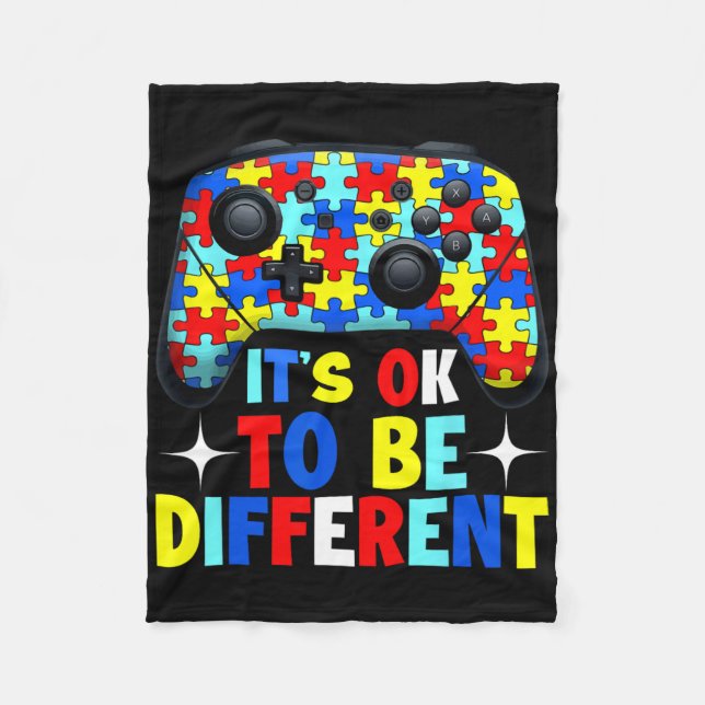 It's Ok To Be Different Autism Gaming Controller B Fleecedecke (Vorderseite)