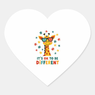 It's Ok To Be Different Giraffe Autism Awareness B Herz-Aufkleber