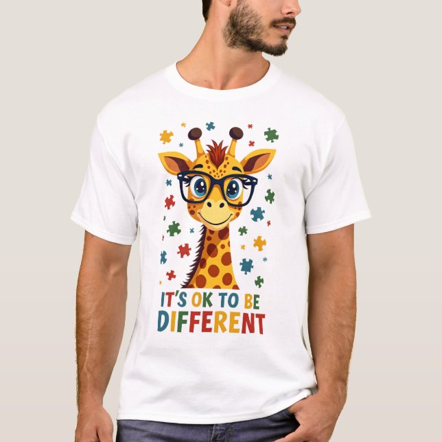 It's Ok To Be Different Giraffe Autism Awareness B T-Shirt (Vorderseite)