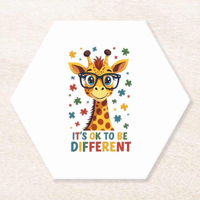 It's Ok To Be Different Giraffe Autism Awareness B Untersetzer (Vorderseite)