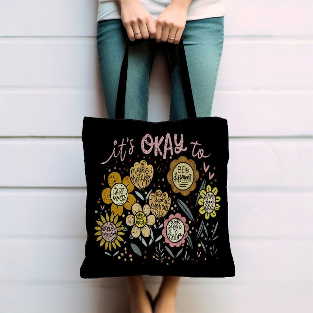 It's Okay To Boho Floral Tote Bag (Von Creator hochgeladen)