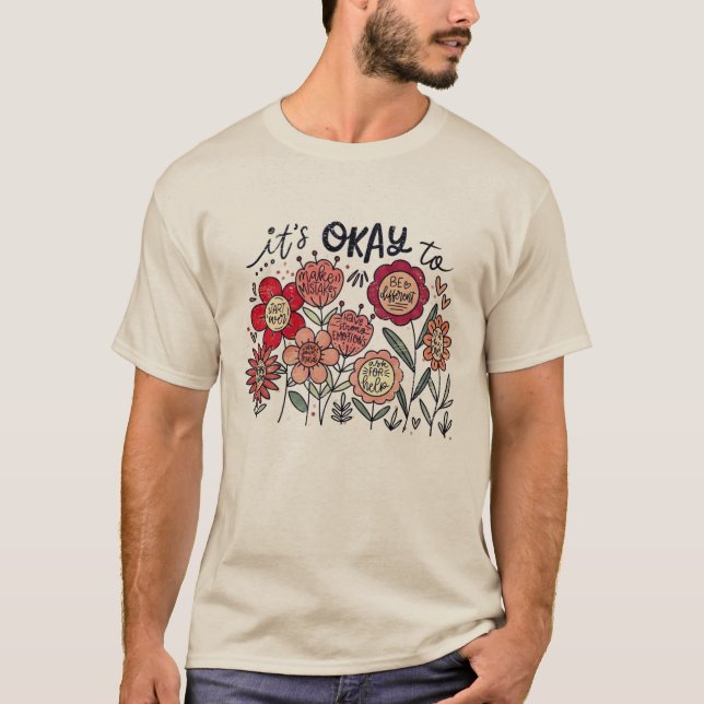It's okay to boho Mental Health Awareness Floral  T-Shirt (Vorderseite)