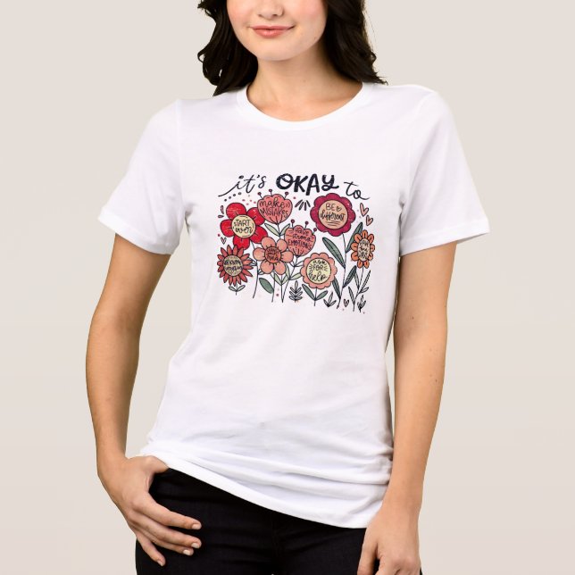 It's okay to boho Mental Health Awareness Floral  Tri-Blend Shirt (Vorderseite)