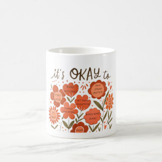 it's OKAY to – Retro Positivity Floral Design Kaffeetasse