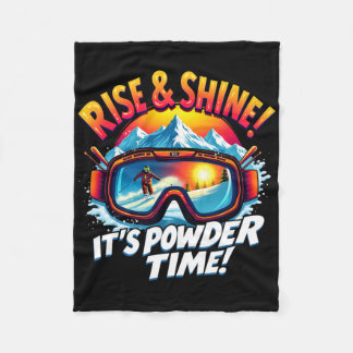 It's Powder Time Ski Goggles Skiing Mountain Rise  Fleecedecke
