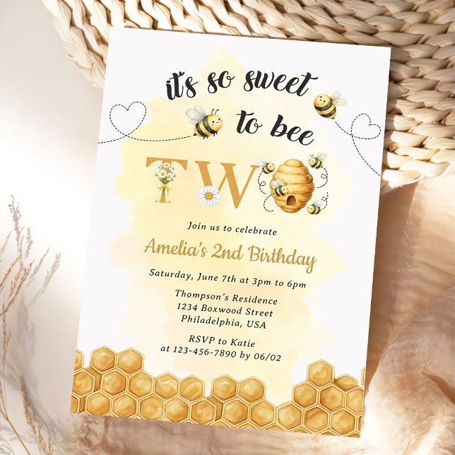 It's So Sweet To Bee 2nd Birthday Invitation Einladung (Von Creator hochgeladen)