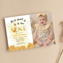 It's So Sweet To Bee Photo 1st Birthday Invitation Einladung