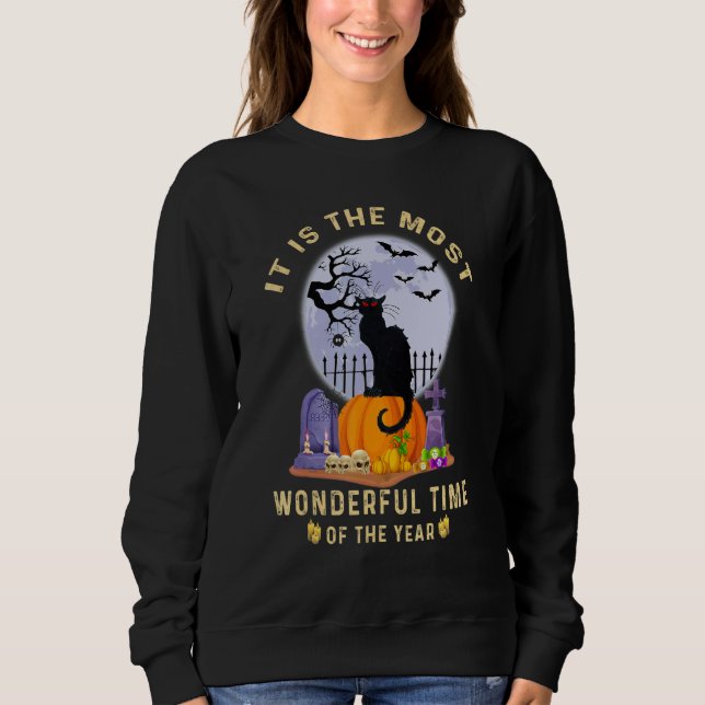 It's The Most Wonderful Time Of the Year Black Cat Sweatshirt (Vorderseite)