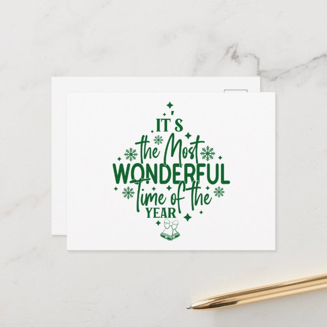 It's the Most Wonderful Time of the Year Postkarte (Vorderseite/Rückseite Beispiel)
