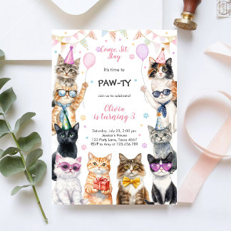 It's Time to Paw-ty Party Animals Kids Birthday Einladung
