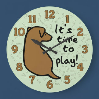 It's Time To Play with Dog Wall Clock Große Wanduhr