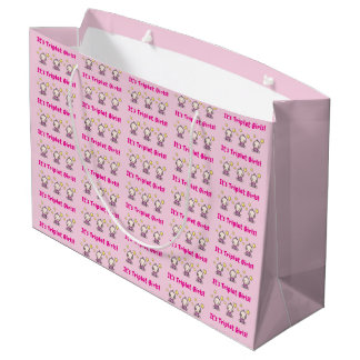 It's Triplet Girls!, Triplet Babies Gift Wrap, Große Geschenktüte
