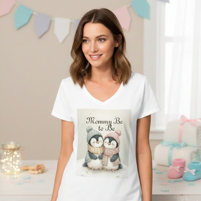 Its Twins Penguin Baby Shower Boy Girl Winter  T-Shirt (Von Creator hochgeladen)