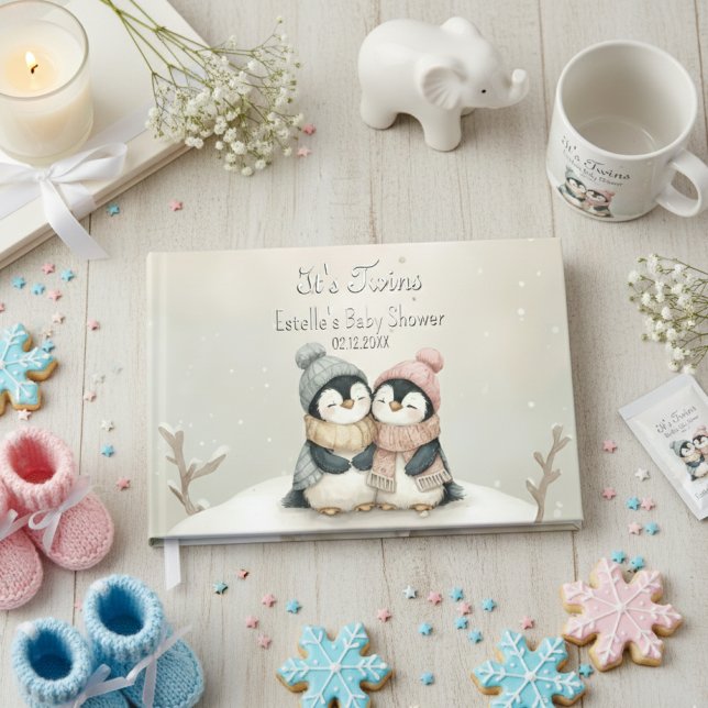 Its Twins Winter Wonderland Penguin Baby Shower  Gästebuch (Von Creator hochgeladen)