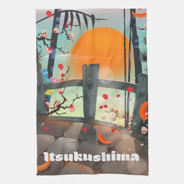 Itsukushima Japan Reiseplakat Geschirrtuch (Vertikal)