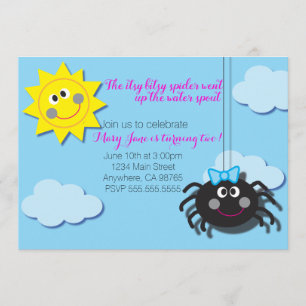 Itsy Bitsy Spider Invite (kein rosa Hintergrund) Einladung
