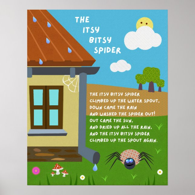 Itsy Bitsy Spider Kinderreim-Klassenzimmerposter Poster (Vorne)