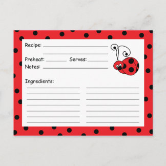 Itty Bitty Ladybug Red Recipe Card Postkarte