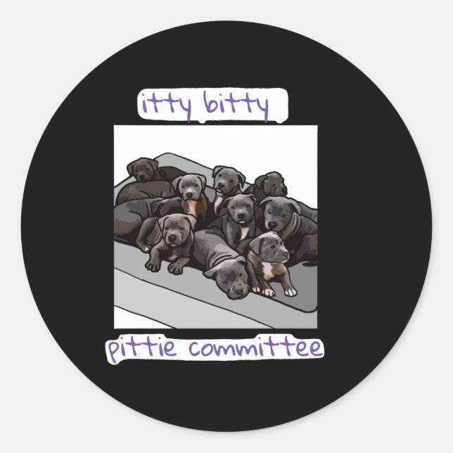 Itty Bitty Pittie Committee Runder Aufkleber (Vorderseite)