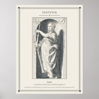 Iustitia Gerechtigkeit Kardinaltugend Stich Poster