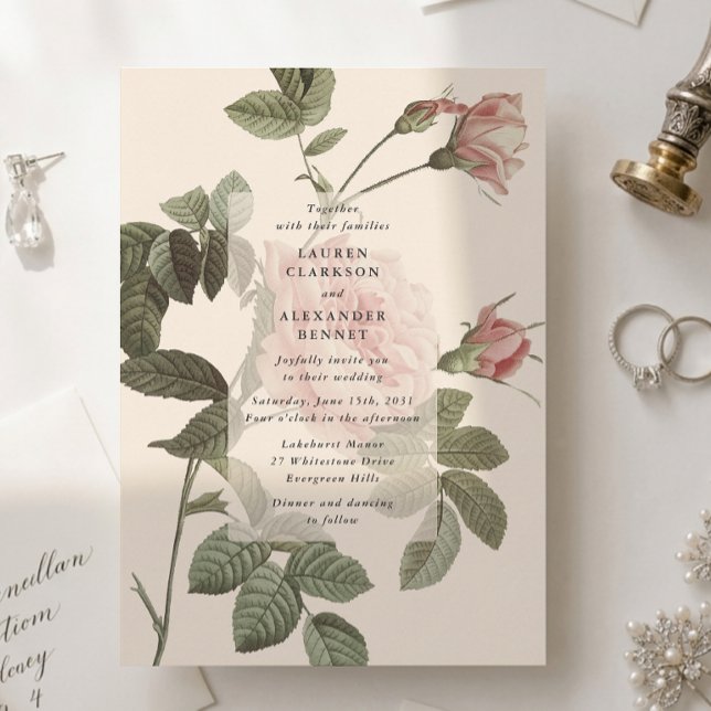 IV. botanische Rose Blumenzitat Einladung (Von Creator hochgeladen)
