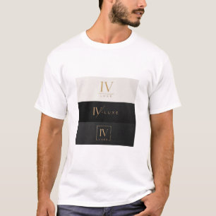 IV LUXE Logo T-Shirt Schwarz und Gold Luxus Minima