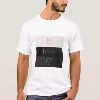 IV LUXE Logo T-Shirt Schwarz und Gold Luxus Minima