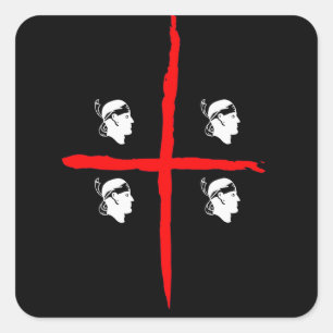 IV - Sardegna 4 Mori Schwarzes Quadratischer Aufkleber